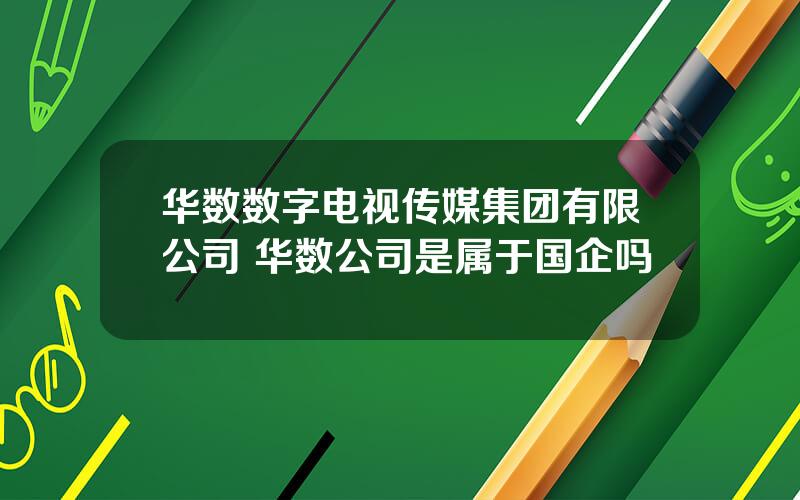 华数数字电视传媒集团有限公司 华数公司是属于国企吗